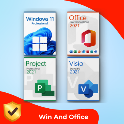 Microsoft Windows 11 Professional + Project 2021 Professional + Office 2021 Professional + Visio 2021 Standard Premium license for 3 devices
